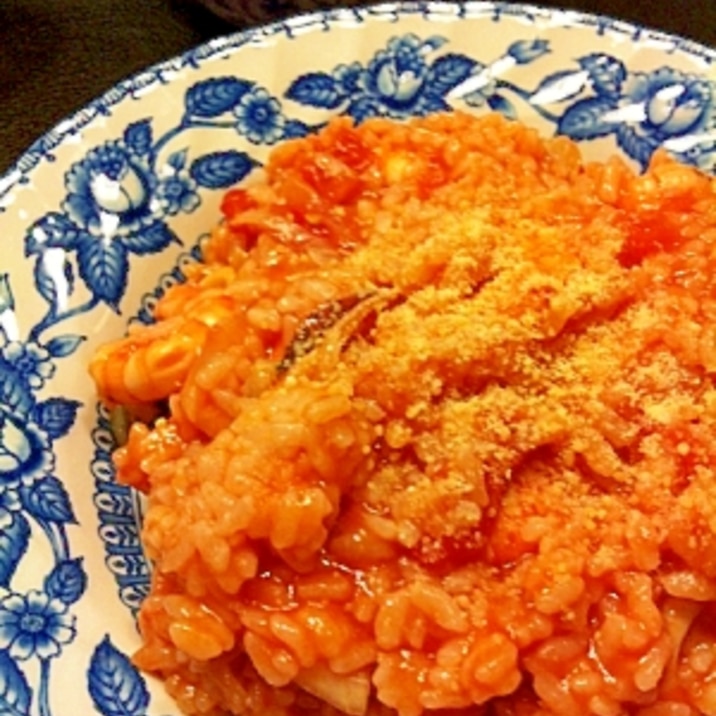 冷凍ご飯でシーフードトマトリゾット